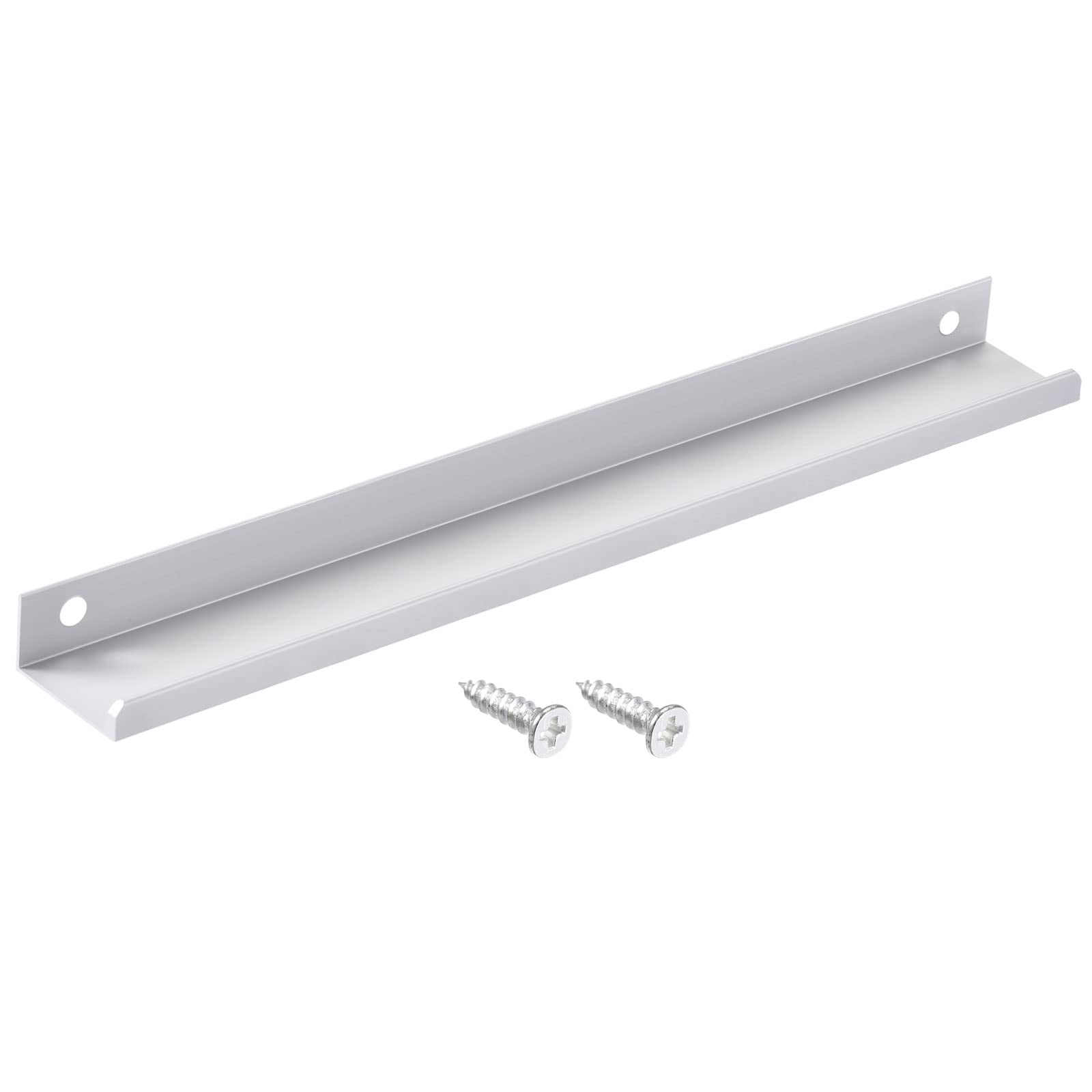 Finger Edge Pull (400mm/15.75"), Aluminum Alloy Drawers Edge Pulls Back Mount Handle - for Home Kitchen Door Drawer, Silver Tone