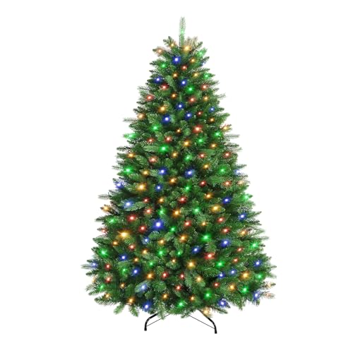 SHareconn 180 cm Albero di Natale con Luci Incorporate Artificiale, di Alta qualità con 350 Luci Bianche Calde e Multicolori, 12...