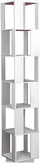 NICEME 190cm Rotating Bookcase, 6-Tiers Display Shelf, Freestanding Bookshelf for Living Room, Tall Corner Bookcase (MDF, White)