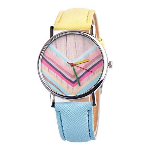 Analog Quartz Watches for Women Girls On Sale Clearance Cuekondy Inverted Triangle Rainbow Pattern Dial Canvas Band Luxury Dress Wrist Watch (C)