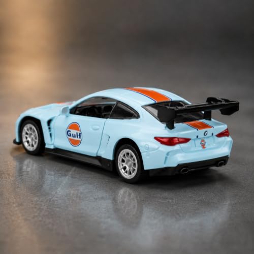 Image of Wizplex CCA BMW M4 GT3 Gulf 1:64 Officially Licensed Premium Die Cast Metal Car in Acrylic Display Case - Openable Doors, Collectible GT Race Car Showpiece for Collectors & Kids 3+