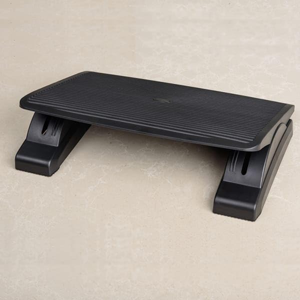 Image of Ergonomic Adjustable Footrest, 45 x 35 cm Platform, Non-Slip Surface, 20 kg Capacity, Black Finish