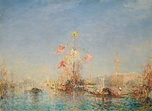 NAAYRASA Dipinti Famosi Stampa Immagine Foto su Tela Venecia de Félix Ziem per Decorazioni per la Casa 60x90cm