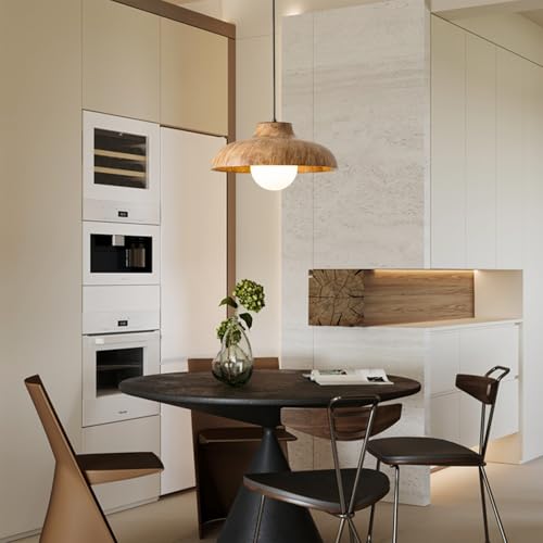 Lampe suspendue transfert d'eau effet bois et douille G9 moderne - 2