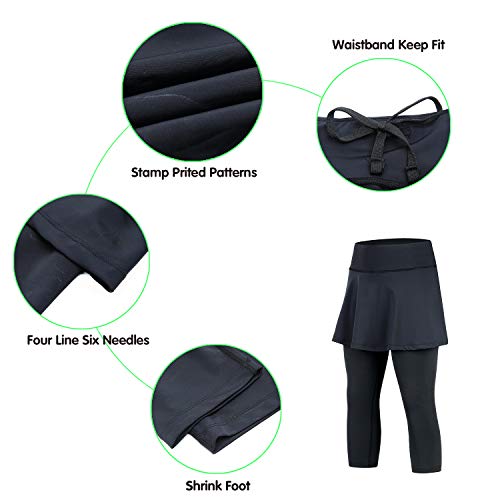 image for ANIVIVO Tennis Skirted Leggings Women with Pockets Capris Skorts Yoga 