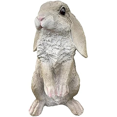 Ablerhome Decoration Rabbit Bunny Statues Garden Sculpture Lifelike Fence Animal Ornament Freestanding (Grey Rabbit) Cover