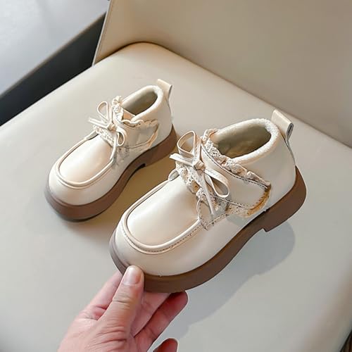 Little Girls Winter Cute Bowknot Short Dress Boot Low Heel Anti Slip Comfortable Fashion Girls Leather Shoes4