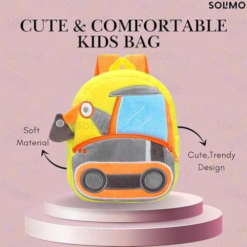 Image of Amazon Brand - Solimo School Bag for Kids Boys and Girls, 14 Inch Small Backpack for Kid, 2-6 Year Old, Toddler, Unisex, Picnic, Casual, Travel, Birthday,Gift For Kids (Exacator)