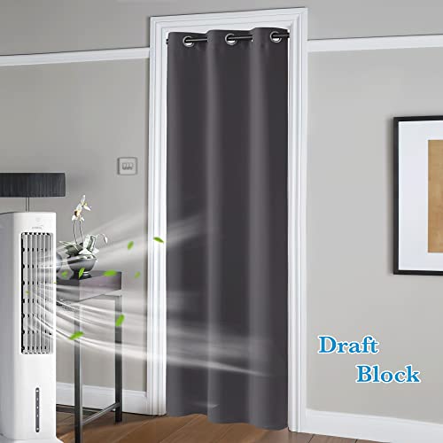 Image of RYB HOME Blackout Curtains Thermal Insulating Privacy Temporary Door Curtains for Bedroom Closet Doorway Accordion Door Interior Living Room Kids Nursery Dining, Wide 60 x Long 90 inch, Grey