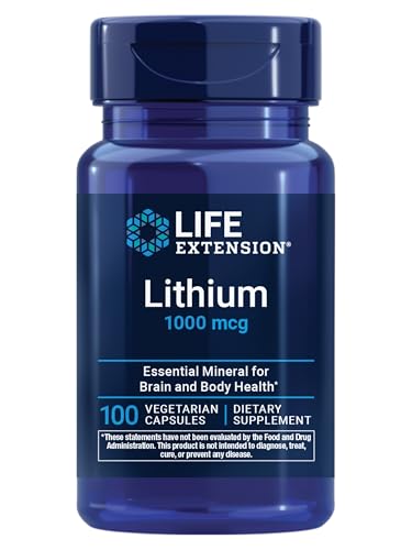 Life Extension Lithium 1000 mcg Lithium Orotate Helps Maintain Cognitive Function & Memory Low-Dose Formula Non-GMO Gluten-Free Vegetarian 100 Capsules