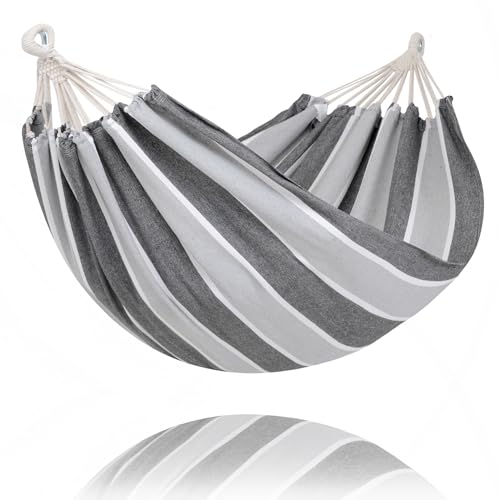 Image of SUNCREAT Hammocks Outdoor Camping Double Hammock, Portable Camping Hammock, Light Gray & Dark Gray
