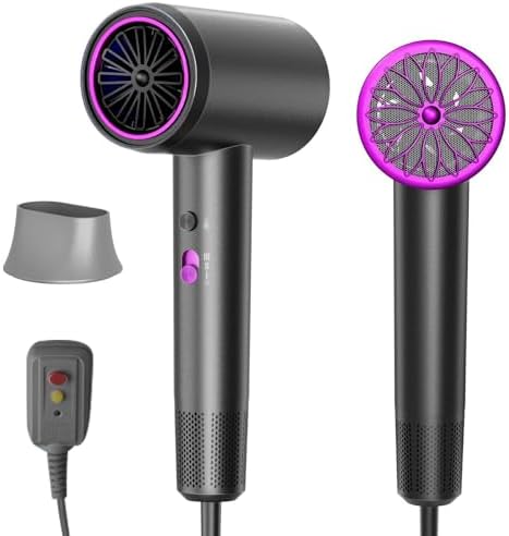 Hair Dryer, 3 Min Fast Drying-110000 RPM Professional High Speed Blow Dryer 200 Millions Negative Ionic Care Hair Dryer, Low Noise Thermo-Control Hairdryer, Travel with Secure Lock Nozzle (Black)