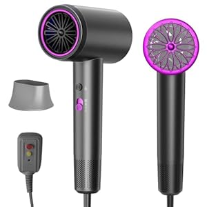 Hair Dryer, 3 Min Fast Drying-110000 RPM Professional High Speed Blow Dryer 200 Millions Negative Ionic Care Hair Dryer, Low Noise Thermo-Control Hairdryer, Travel with Secure Lock Nozzle (Black)