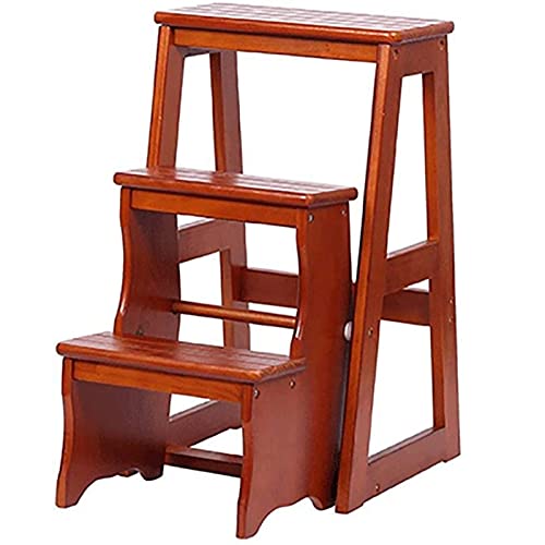 Taburete plegable de madera con 2 escalones anchos para cocina y hogar 2