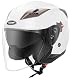 Motorradhelm für Damen YEMA Jethelm mit Doppelvisier und Sonnenblende