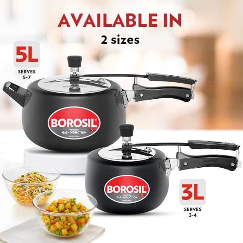 Borosil 5 L Pronto Hard Anodised Cooker | 3S Aluminium | Gas Stove & Induction Compatible | 5 Years Warranty' - Image 6