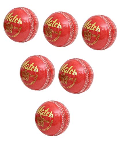 Balle de cricket cuir rouge CW 4 pièces cousues main Lot de 6 match