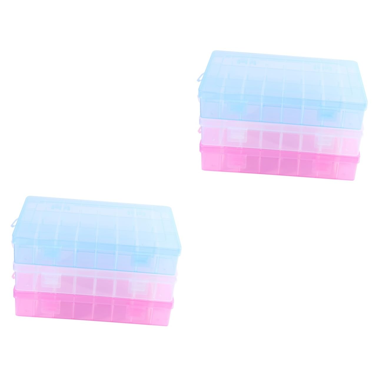 Uonlytech 2sets Stoccaggio Plastica Con Scomparti Rimovibili Contenitore Multifunzionale Per Gioielli e Componenti Elettronici Misti Blu Rosa e Trasparente