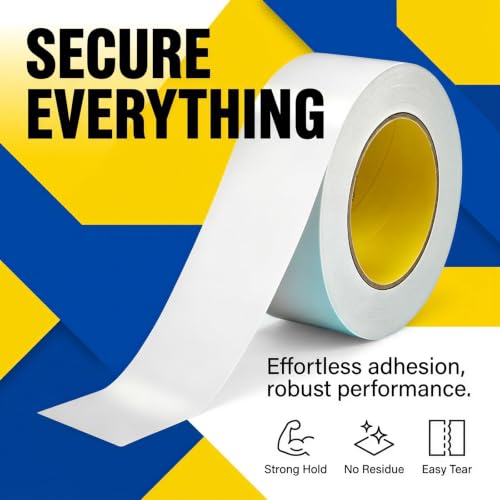 YHomU Heavy Duty Double Sided Tape, Polypropylene Double Sided Tape with Ultra Thin Translucent High Viscosity Adhesive, for Industrial Banner Hem, DIY Crafts, Office, Gift Wrapping - Image 2