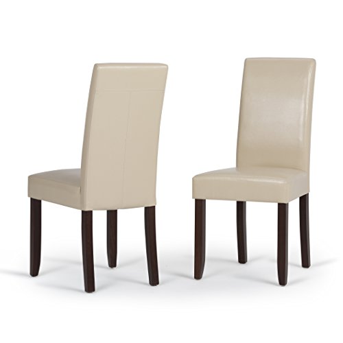 SIMPLIHOME Acadian Vegan Leather Parsons Dining Chairs in Cream (Set of 2) by SIMPLIHOME - Used condition - US$65.09