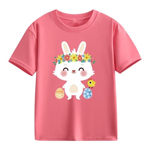 2‐13Y Kids Easter Shirts Boys Girls Cute Cartoo𝐧 Ra𝐛bit Print Short Sleeve Tees Shirt Bunny Graphic T-Shirt2