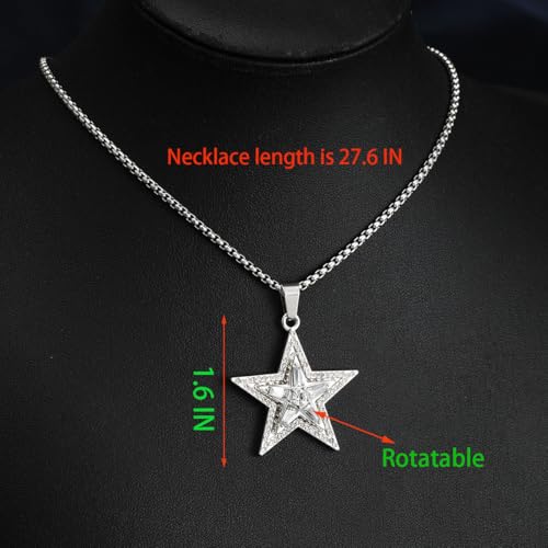 Silver Star Necklace Star Pendant Necklace Fashionable And Avant Garde Cubic Zirconia Rotating Stars Necklaces Pentagram Necklace Can Be Worn By Both Men And Women Jewelry3