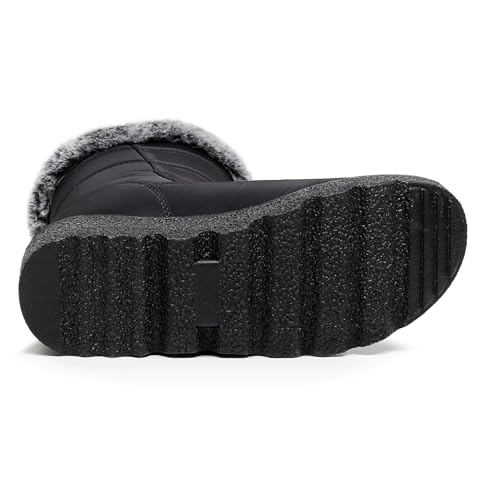 Image of Winter Snow Boots for Women Men, Lightweight Water-Resistant Boots | faux fur lining, rubber sole, warm winter wear, dog walking, errands, light snow, indoor outdoor