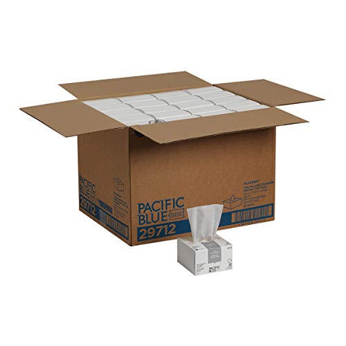 Georgia-Pacific, Pacific Blue Basic Recycled 1-Ply Disposable Delicate Task Wiper AccuWipe by GP PRO, 29712, Small, White, 280 Wipers/Box, 60 Boxes/Case, Wiper (WxL) 4.5'' x 7.9''