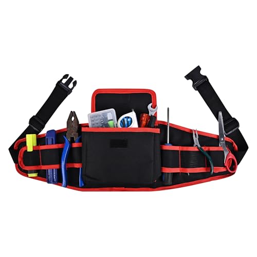 Image of PAHAL 24 Inch Adjustable Nylon Tool Belt - Heavy Duty 7 Pocket Utility Work Belt with Tool Pouch for Electrician, Technician, Carpenter, Plumber & Service Engineer, Durable Waist Tool Organizer