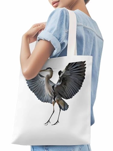 Canvas Tote Bag, Chic Dantop Crane Print Aesthetic Canvas Tote Handbags for Women Shoulder Bag,3