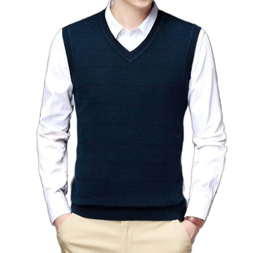 Gilet en cachemire à col en V homme bleu chaud contre le froid