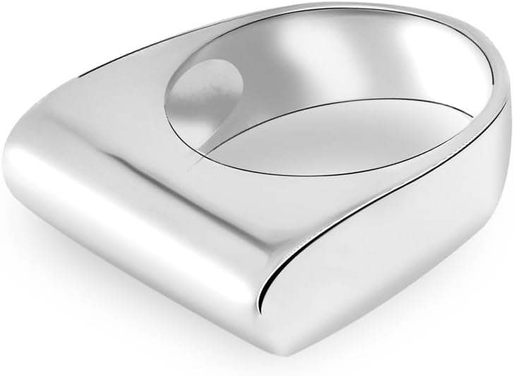 LeCalla 925 Sterling Silver Bar Ring for Women | Silver Ridge Ring Signet Style Classic Simple Plain Wedding Band Engagement Ring | Women's Statement Stackable Ring(Sizes 6-8No.)