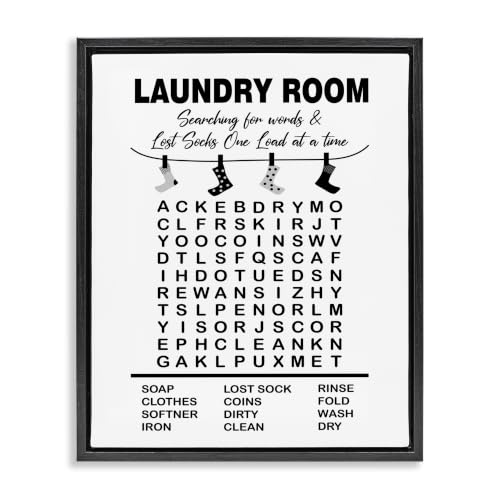 Laundry Room Word Search Humor, 24 x 30 Inch Canvas in Floater Frame