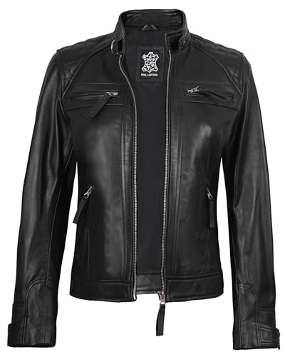 Blingsoul Leather Jacket Women - Quilted Cafe Racer Style Womens Leather Jackets2