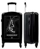 NoBoringSuitcases.com® Maleta Grande - Circuit - Yas Marina Circuit - Carrera de Coches - Sport - Black & White - Trolley Rígido 4 Ruedas - 72 litros - Maleta De Viaje - 66cm