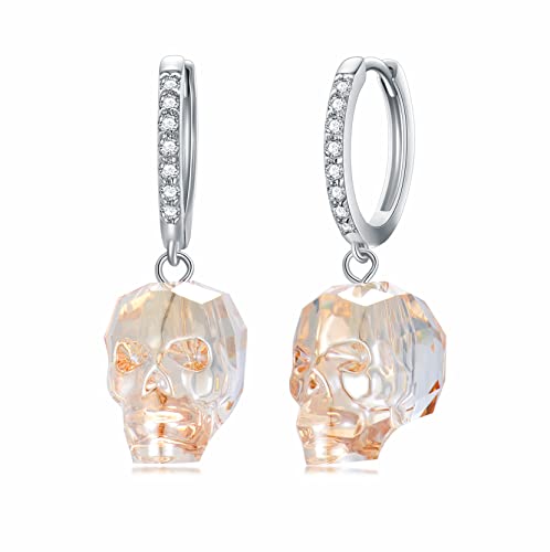 Seiyang Skull Earrings Sterling Silver Skull Rose/Hand/Crown/Cyberpunk/Samurai Drop Earrings for Women Men (with Gift Box)