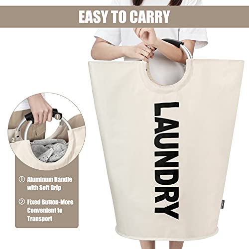DOKEHOM 125L X-Large Laundry Basket, Collapsible Laundry Bag, Freestanding Tall Clothes Hamper, Foldable Washing Bin (Beige) by DOKEHOM - Image 4