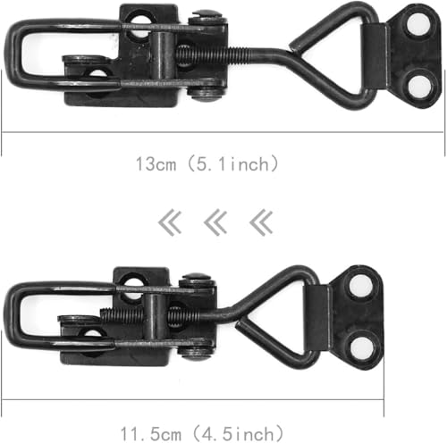 Image of 4 Pack Adjustable Black Toggle Clamp Latch(4002) Heavy Duty 550 lbs Capacity Toggle Latch & Quick Release Metal Pull Latches, Easy to Install for Lid Box Case Door Smoker(come with 20pcs 0.78 inch Screws)