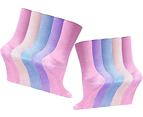 Bluemoon Bedding® Ladies 100% Cotton Non-Elastic Loose Wide Top Diabetic Socks, Size 4-8 UK Mix (12 Pairs)