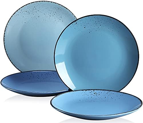 vancasso Navia Oceano Dessert Plate Set of 4, Stoneware Vintage Look Sea Blue Dinnerware Tableware, 8.5 inch Snack/Salad/Fruit/Side Plate. (21.5 * 21.5 * 2.5cm)