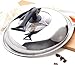 KJWESCYIV Free-Standing Pan Lid with Tempered Glass Fits All Pots and Pans, Replacement Cookware Frying Pan Cover and Iron Skillet Lid Steaming Cover Dome Lid-32CM(42CM)
