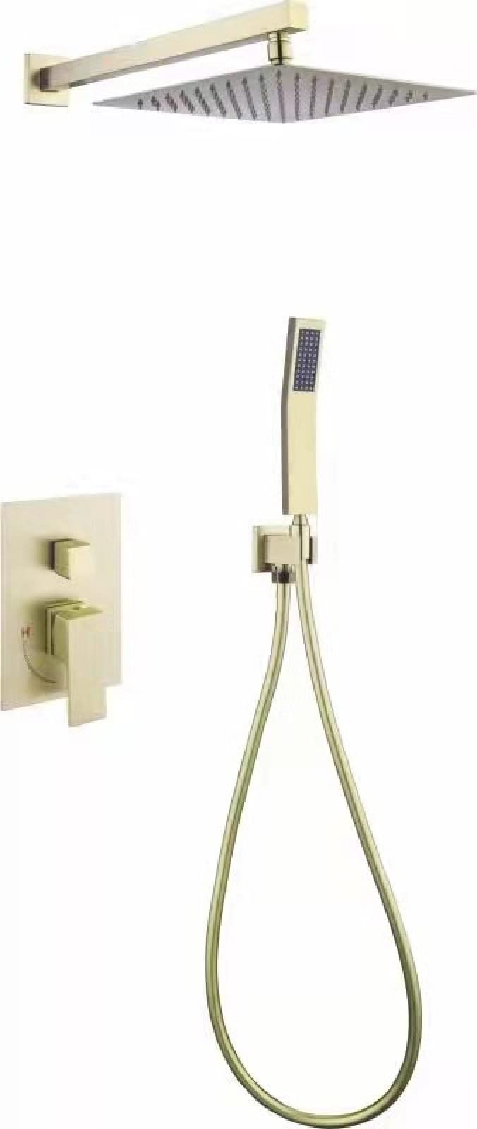 ASerZenith Concealed Shower Set Hotel Household Shower Full Set of Supercharged Shower, Stainless Steel 10 Inch Brushed Gold