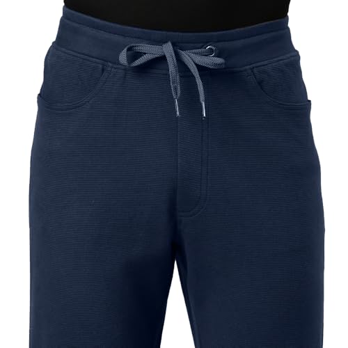 Image of F A S O Men's Cotton Track Pants - Casual Fit, Ottoman Fabric, Denim Pocket, Invisible Back Pocket, Adjustable Drawcord Waist - Gym, Workout, All-Day Comfort Lounge Joggers