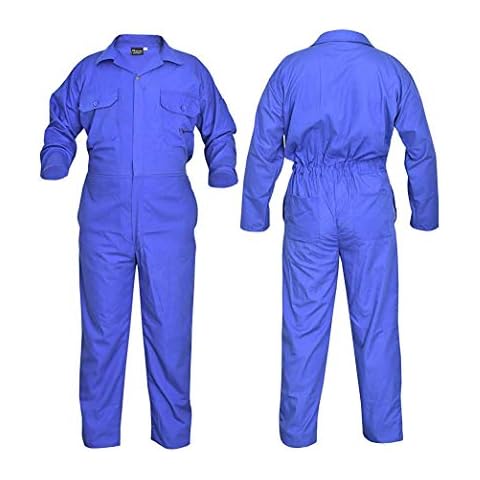SHYNE KILTS U.K Royal Blue Men's Coverall Overalls Boiler Suit Coveralls Work Wear Mechanics Boilersuit (L) Cover