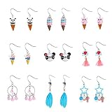 9 Pairs Cute Unicorn Stud Earrings, Colorful Assorted Multiple Drop Dangle Earrings for Kids Girls,