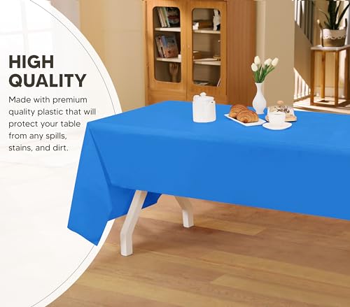 Nappe plastique jetable bleue lot de 6 pour buffet et réception