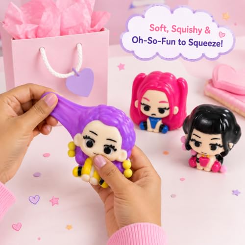 Image of Wanna Party Korean Pop Inspired Squishy Toys for Kids - Set of 3 | Cute Character Stress Relief Squeeze Toys, Soft Sensory Fidget Toys for Party Favours, Return Gifts & Birthday Gifts