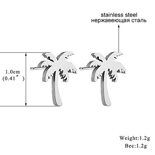 RUIZHEN Stainless Steel Tiny Beach Palm Tree Stud Earrings Summer Vacation Jewelry2