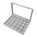 STYLIFING Jewelry Organizer Box 24 Grid, Velvet Jewelry Tray Jewelry Display Case with Clear Lid for Ring Earrings Necklace Bracelet