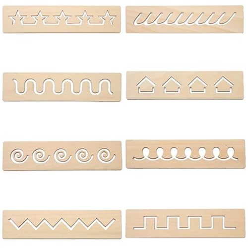 pezzi di lavagna da 2x8 pollici in legno per scrivere, tracciare le lettere, apprendimento prescolare, facile da usare, tappetino sensoriale per bambini, principianti, forniture per scrivere, tap